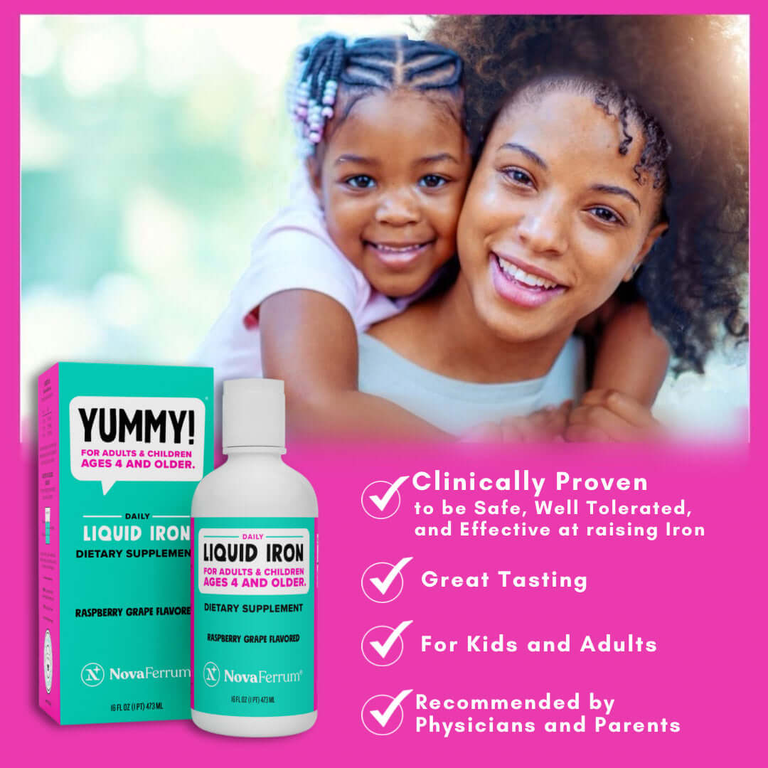 Yummy Iron Raspberry NovaFerrum Yummy 16 fl oz – Liquid Iron Supplement for Kids