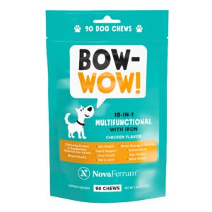 NovaFerrum Bow Wow | 18-in-1 Multifunctional with Iron Supplement for Dogs | 90 Chews